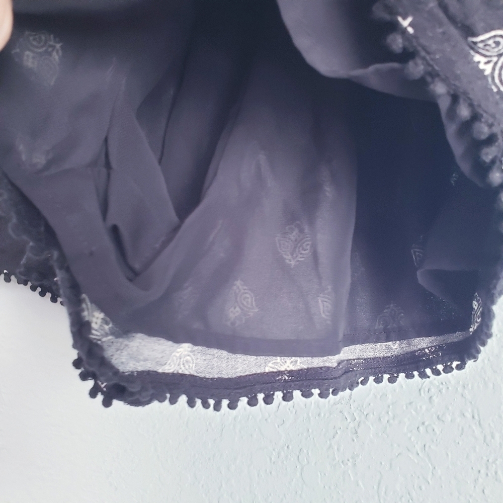 Black Printed Pom-Trim Women’s Shorts - Picture 3 of 7